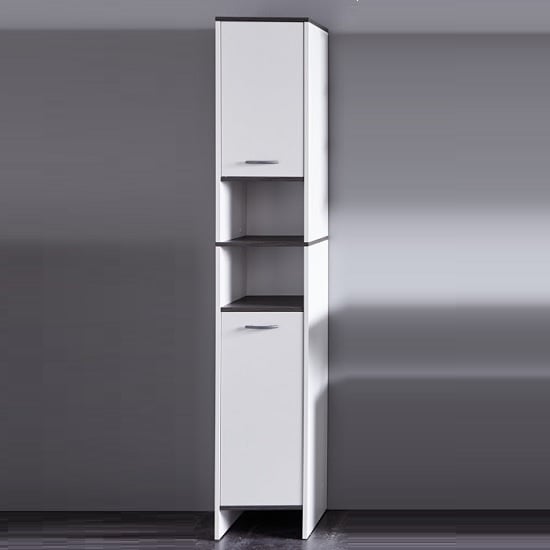 Matis Modern Bathroom Cabinet Tall In White And Smoky Silver_1