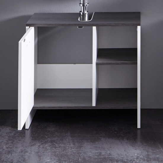 Matis Vanity Cabinet In White And Smoky Silver With 1 Door_2