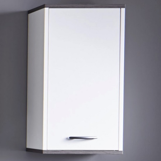 Read more about Matis wall mounted bathroom cabinet in white and smoky silver