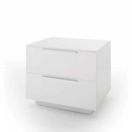 Fresh Bedside Cabinet In White Glass Top And High Gloss_3