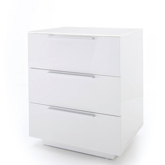 Fresh Tall Bedside Cabinet In White Glass Top And High Gloss_3