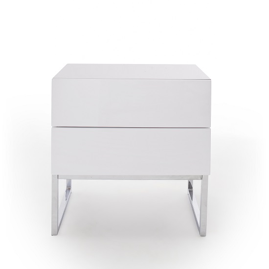 Strada High Gloss Bedside Cabinet With 2 Drawers In White_3