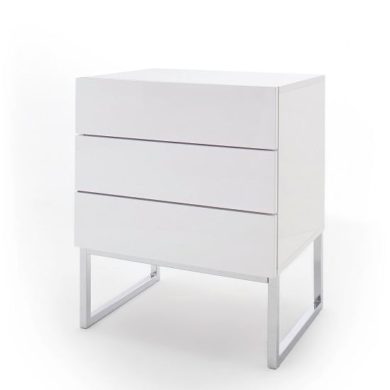 Strada Bedside Cabinet In White High Gloss With 3 Drawers_2