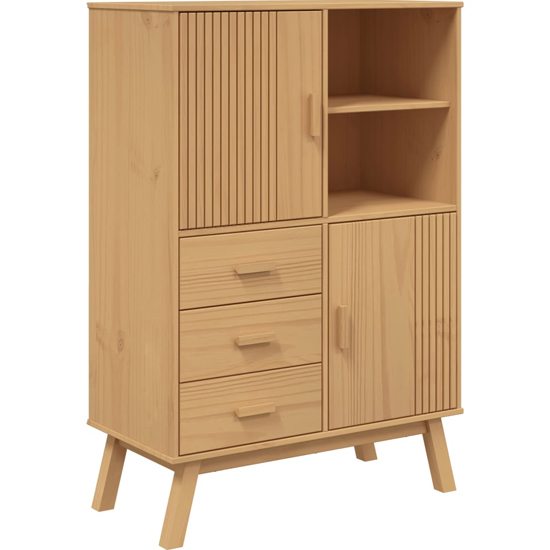 Matlock Wooden Highboard With 3 Drawers In Brown