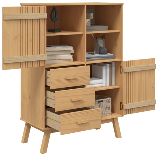 Matlock Wooden Highboard With 3 Drawers In Brown