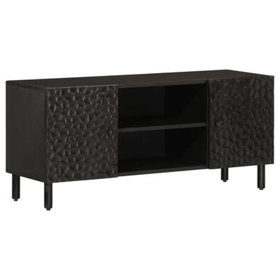 Read more about Matlock wooden tv stand with 2 shelves and 2 doors in black