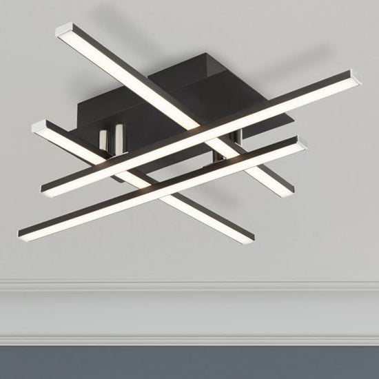 Matrix LED 4 Integrated Crosshatch Ceiling Light In Matt Black