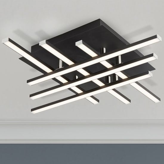 Product photograph of Matrix Led 6 Integrated Crosshatch Ceiling Light In Matt Black from Furniture in Fashion