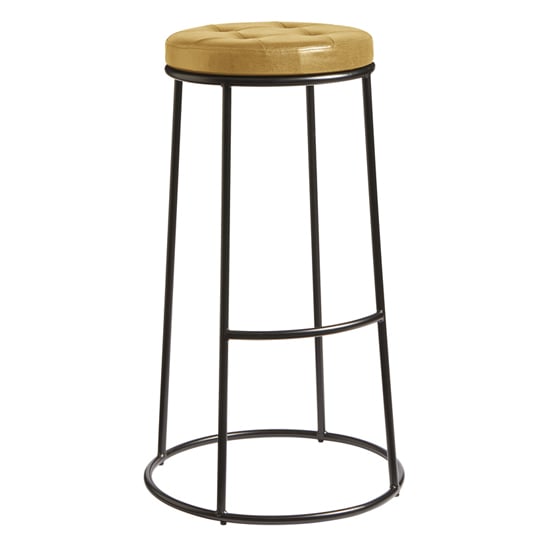 Matron Industrial Gold Faux Leather Bar Stool With Black Frame