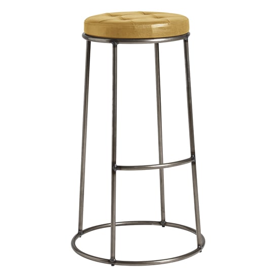 Photo of Matron industrial gold faux leather bar stool with raw frame