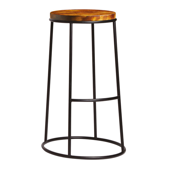 Read more about Matron industrial raw metal bar stool with rustic aged seat