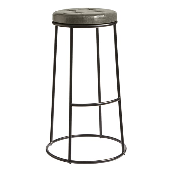 Matron Industrial Silver Faux Leather Bar Stool With Black Frame