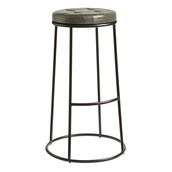 Photo of Matron industrial silver faux leather bar stool with black frame