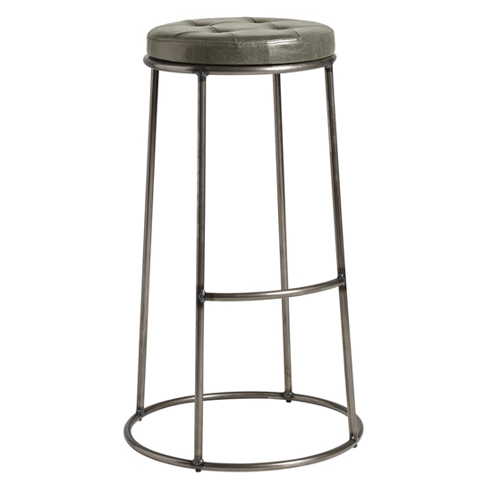 Photo of Matron industrial silver faux leather bar stool with raw frame