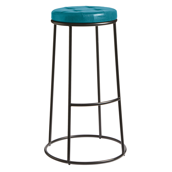 Photo of Matron industrial teal faux leather bar stool with black frame