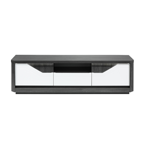 Mattis Wooden TV Stand In Gloss Grey Oak And White With LED_2