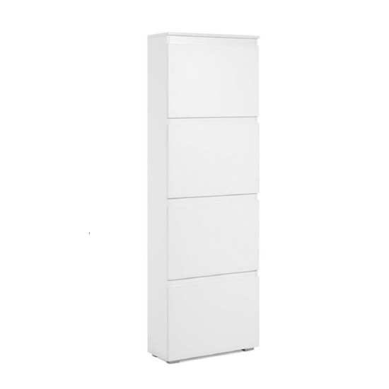 Mattoon Wooden Shoe Storage Cabinet With 4 Flaps In White