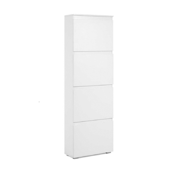 Mattoon Wooden Shoe Storage With 4 Flaps In White Furniture