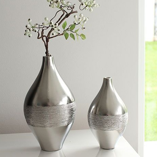 Mattori Ceramic Large Decorative Vase In Silver_2