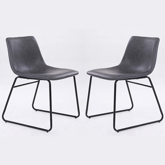 Product photograph of Mattox Grey Pu Leather Dining Chairs In Pair from Furniture in Fashion