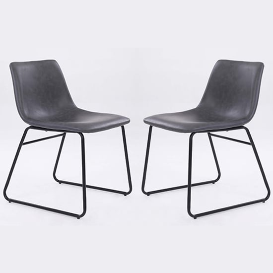 Read more about Mattox grey pu leather dining chairs in pair
