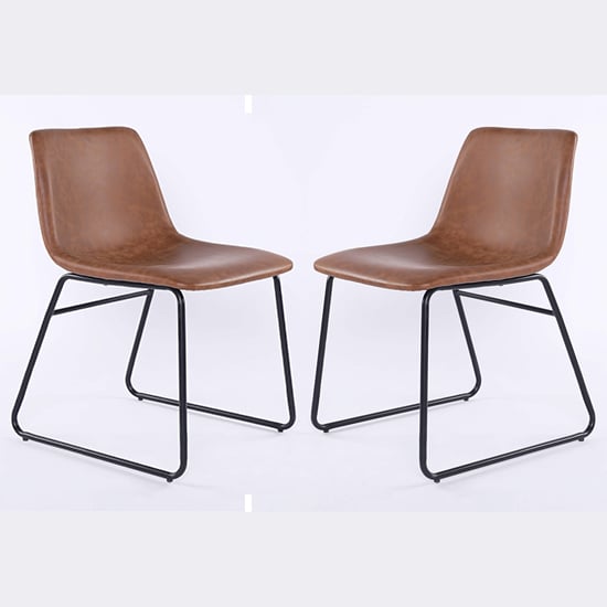 Read more about Mattox tan pu leather dining chairs in pair