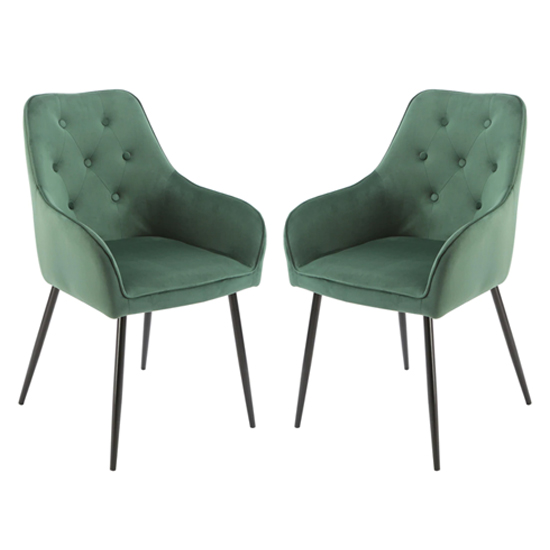 Maura Chesterfield Green Velvet Dining Chairs In A Pair Furniture in
