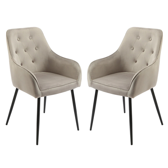 Read more about Maura chesterfield grey velvet dining chairs in pair