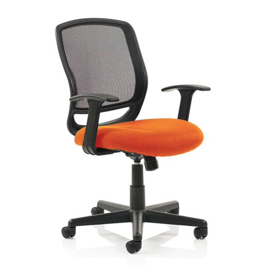 Photo of Mave task black back office chair with tabasco red seat