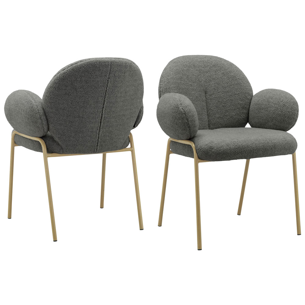 Mavero Dark Grey Fabric Dining Chairs in Pair