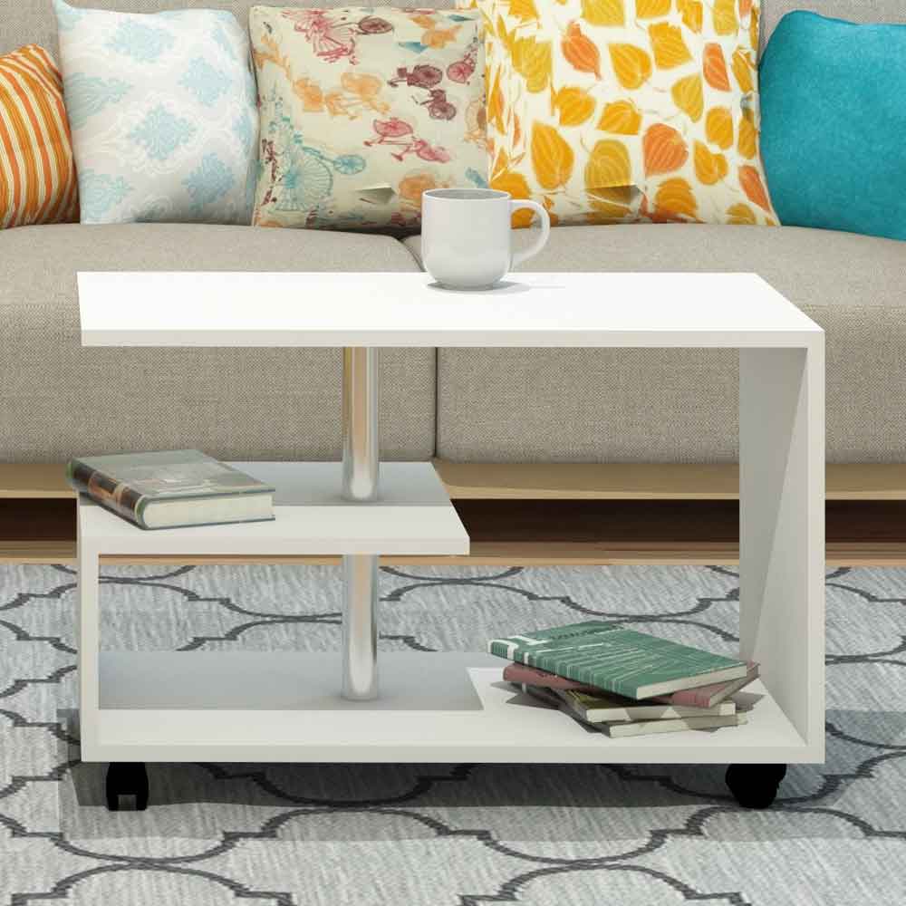 Mavero Rectangular Wooden Coffee Table in White