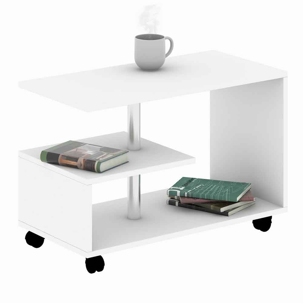 Mavero Rectangular Wooden Coffee Table in White