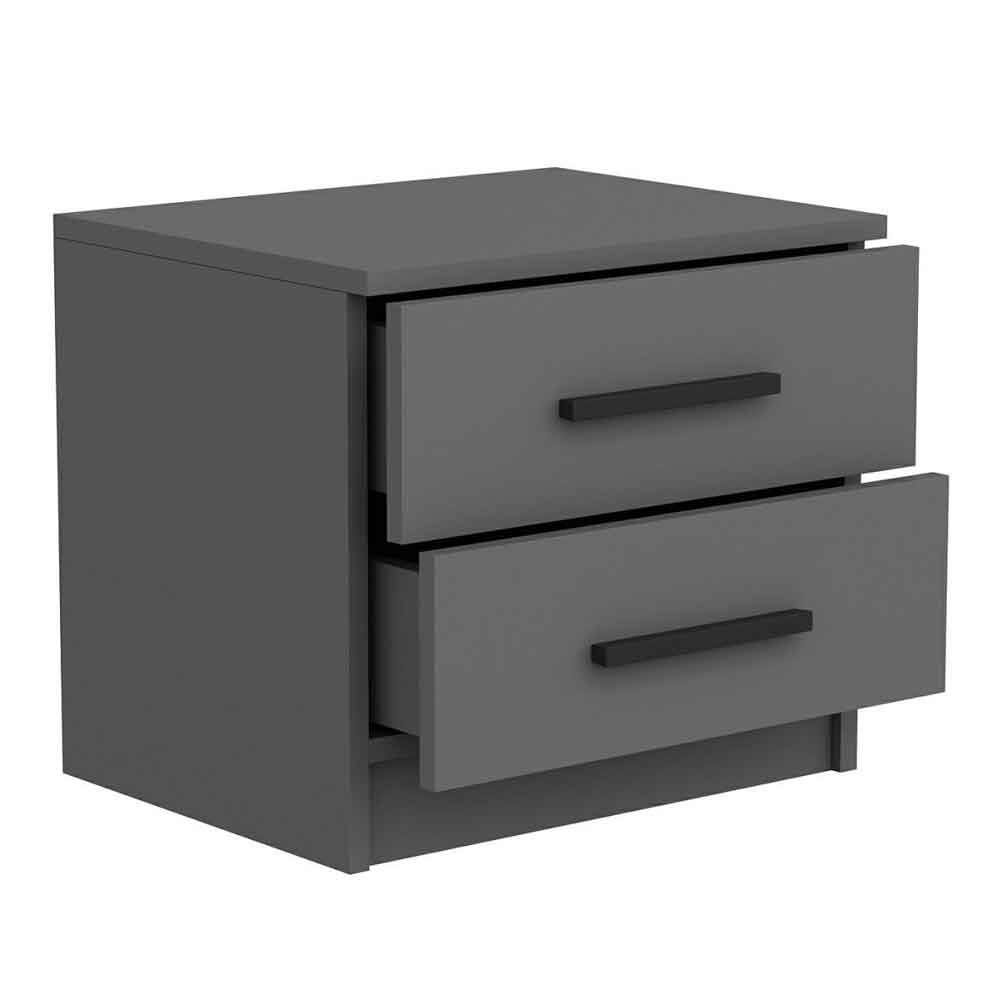 Mavero Wooden Bedside Cabinet With 2 Drawers in Anthracite