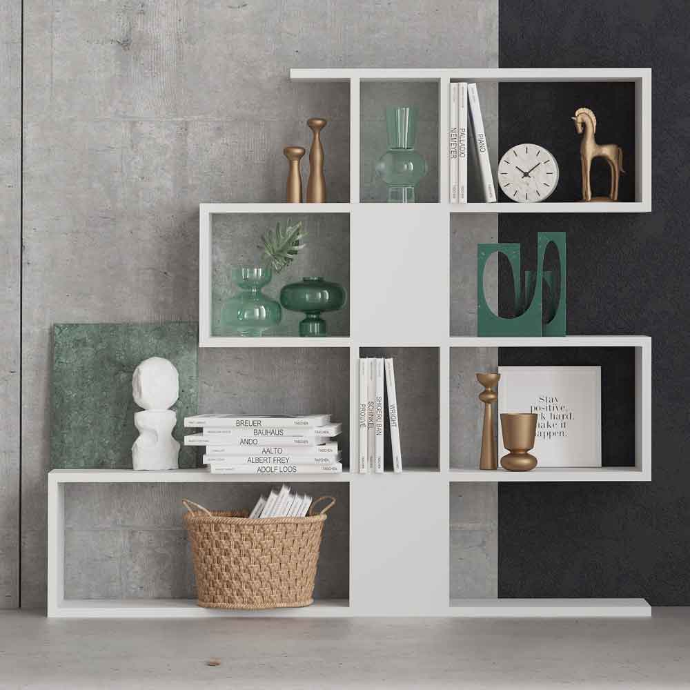 Mavero Wooden Shelving Unit with 10 Shelves in White