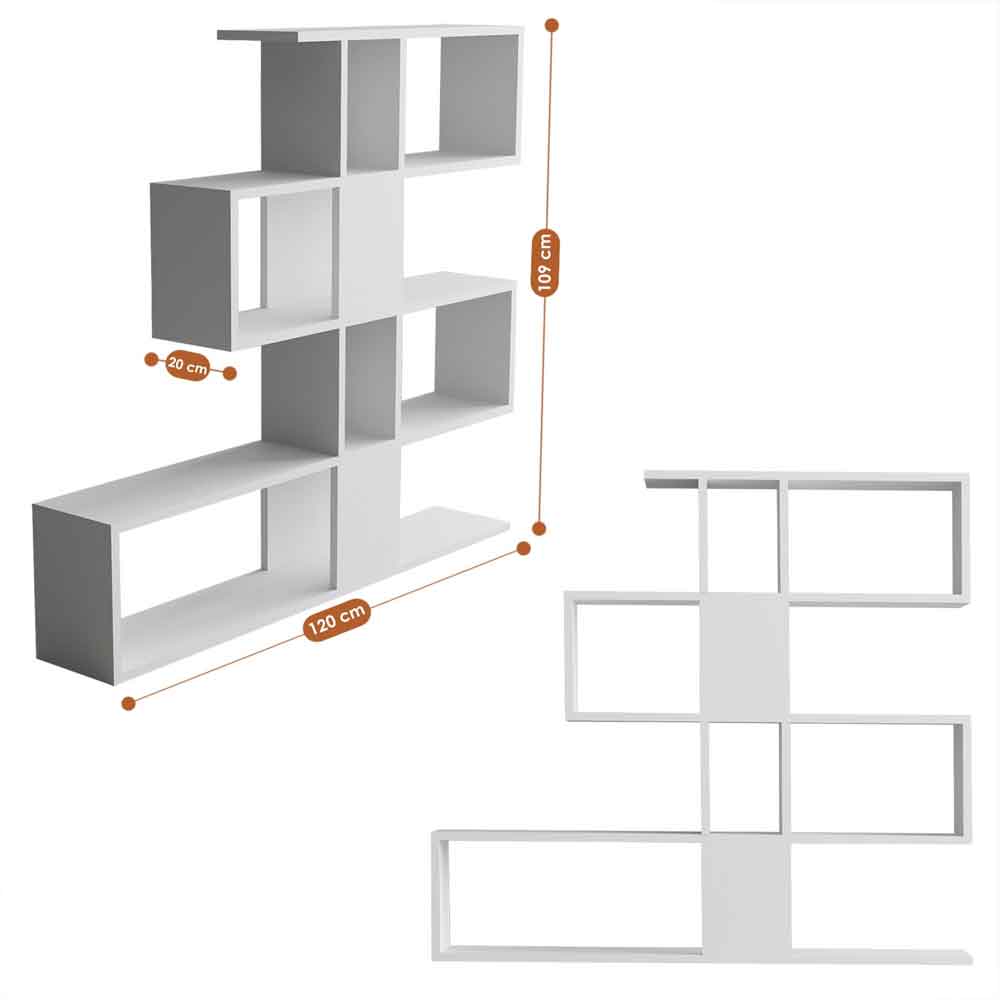 Mavero Wooden Shelving Unit with 10 Shelves in White
