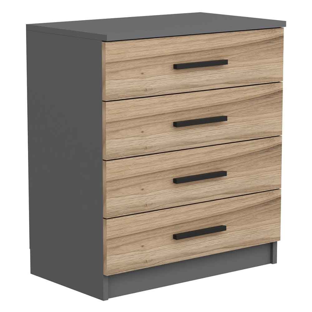 Mavero Wooden Chest of 4 Drawers in Anthracite and Walnut