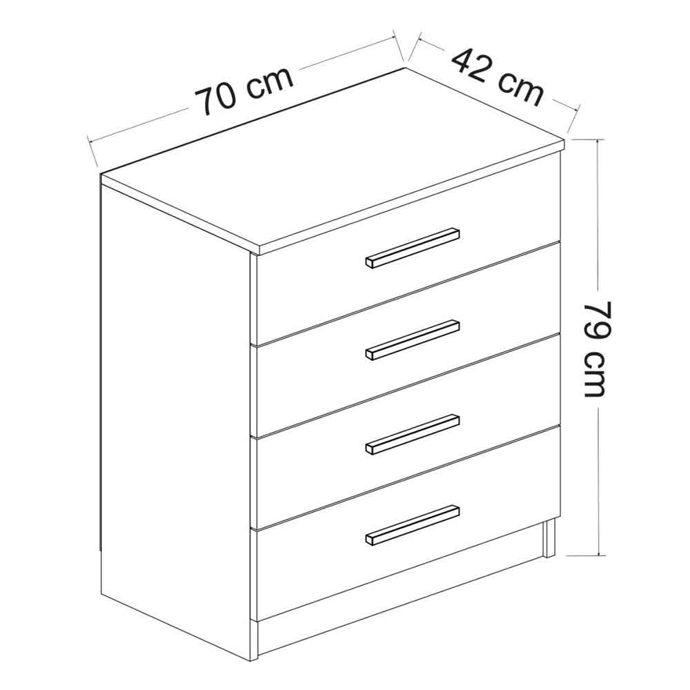 Mavero Wooden Chest of 4 Drawers in Anthracite