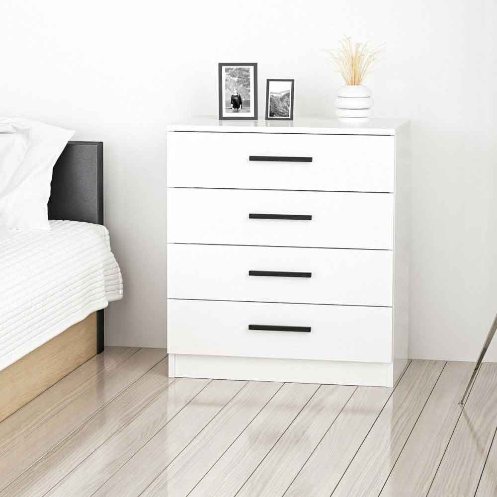 Mavero Wooden Chest of 4 Drawers in White