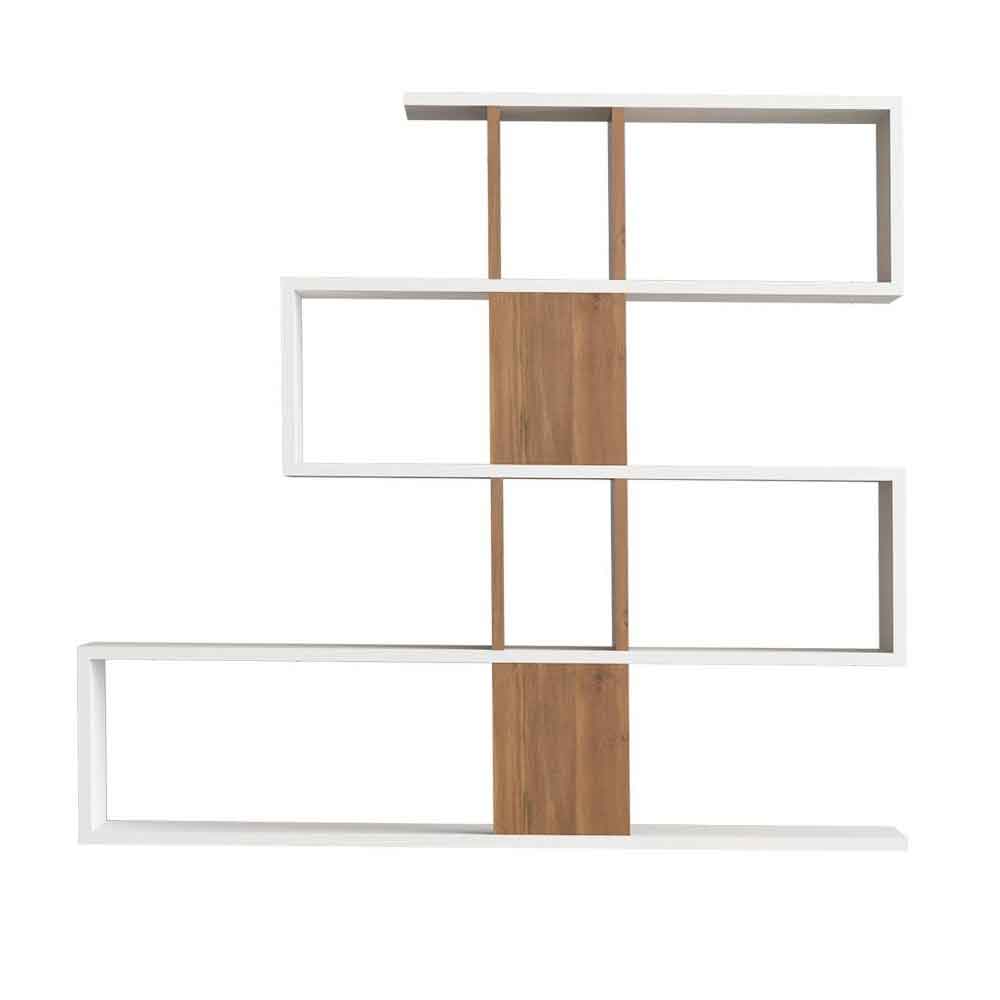 Mavero Wooden Shelving Unit with 10 Shelves in White and Walnut