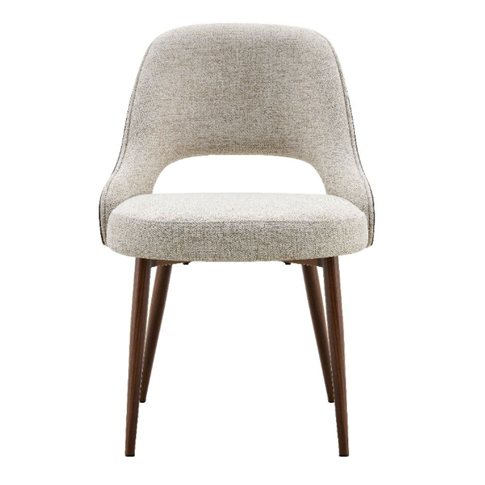 Mavion Walnut and Light Taupe Fabric Dining Chair in Pair