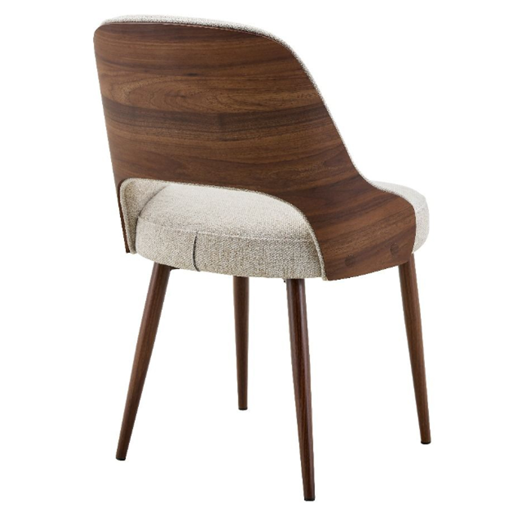 Mavion Walnut and Light Taupe Fabric Dining Chair in Pair