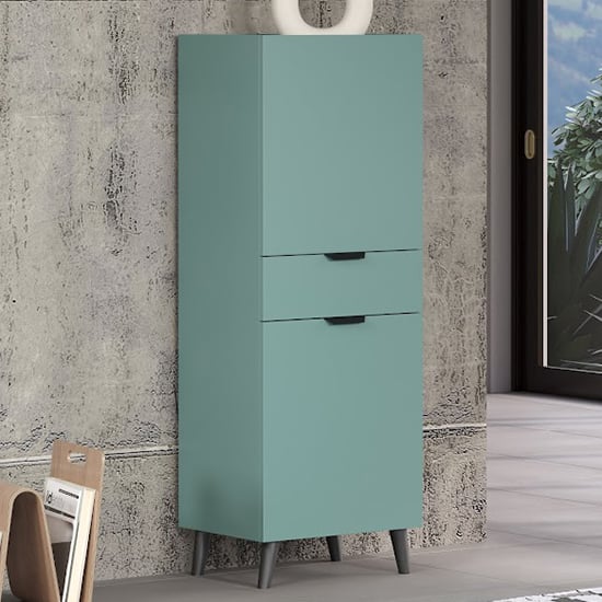 Product photograph of Mavis Wooden Highboard With 2 Doors 1 Drawer In Dusk Blue from Furniture in Fashion