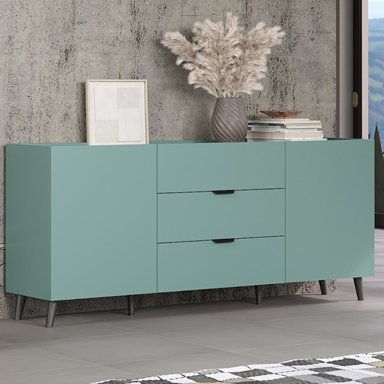 Photo of Mavis wooden sideboard with 2 doors 3 drawers in dusk blue
