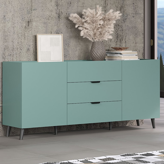 Mavis Wooden Sideboard With 2 Doors 3 Drawers In Dusk Blue