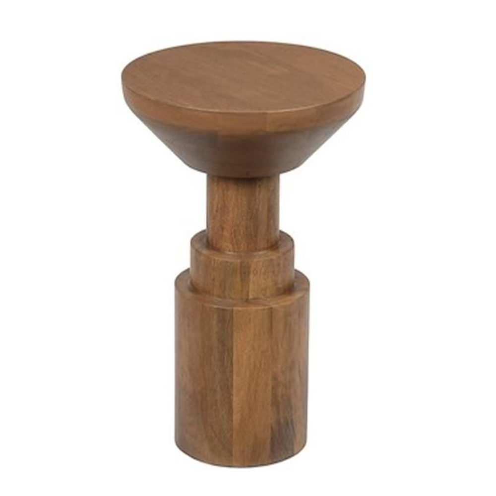 Mavon Round Mango Wood End Table in Brown