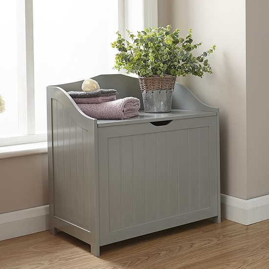 Catford Wooden Storage Hamper In Grey
