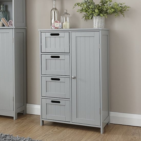 Product photograph of Catford Wooden Bathroom Storage Unit In Grey With 1 Door from Furniture in Fashion