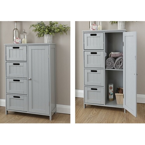 Catford Wooden Bathroom Storage Unit In Grey With 1 Door Furniture in