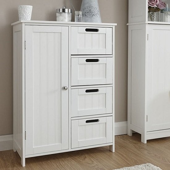 Photo of Catford wooden bathroom storage unit in white with 1 door