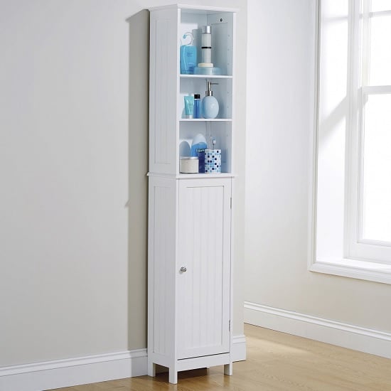 Photo of Catford wooden storage cupboard tall in white with 1 door